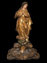 Immaculate Conception of Mary. Wooden polychrome sculpture. XVIII century. Poland. State before conservation.