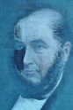 John Mackesy. Canvas oil painting. XIX century. Ireland. Close-up of the face before conservation. The photograph was taken in ultraviolet light. The oxidised varnish emits a characteristic blue-green light on which the retouches stand out as dark spots.